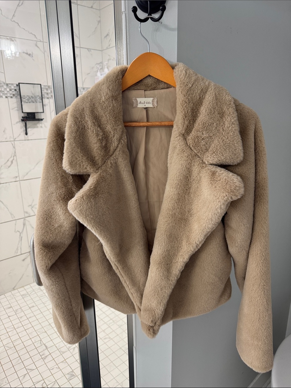 Altar'd State Taupe Faux Fur Cropped Jacket